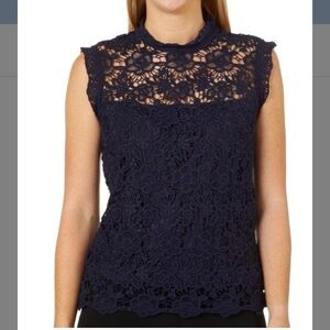 Nanette Lepore navy blue sleeveless lace top